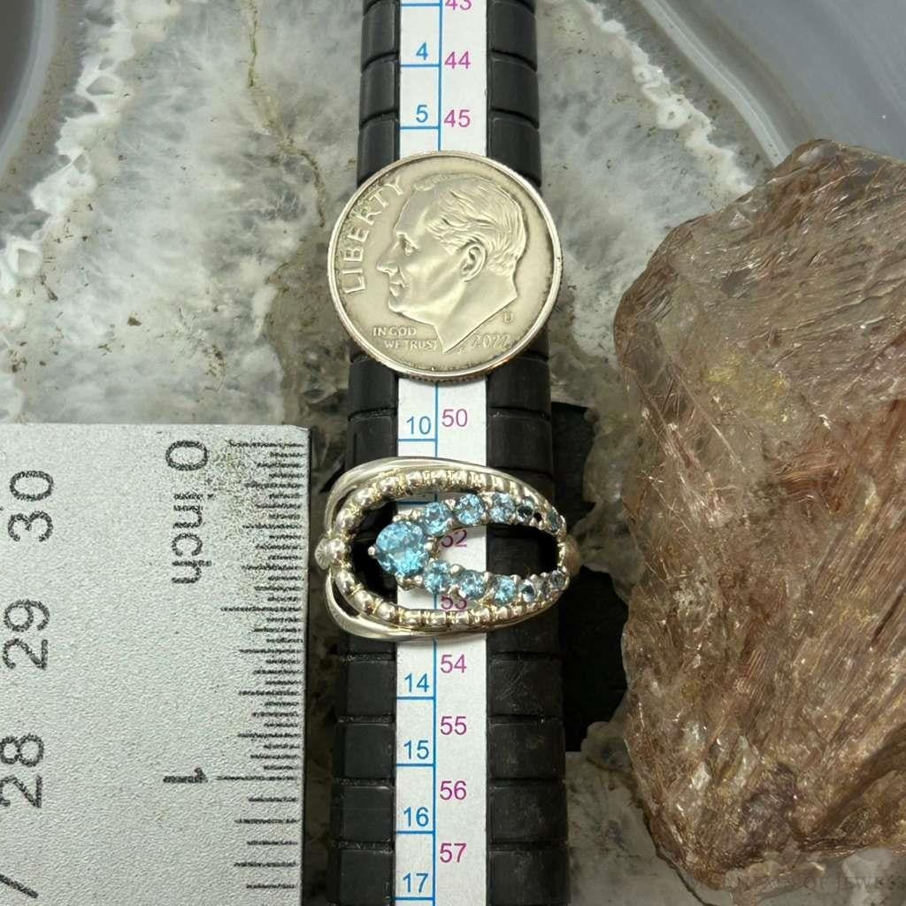 Carolyn Pollack Sterling Silver Blue Topaz Decorated Ring Size 6 For Women