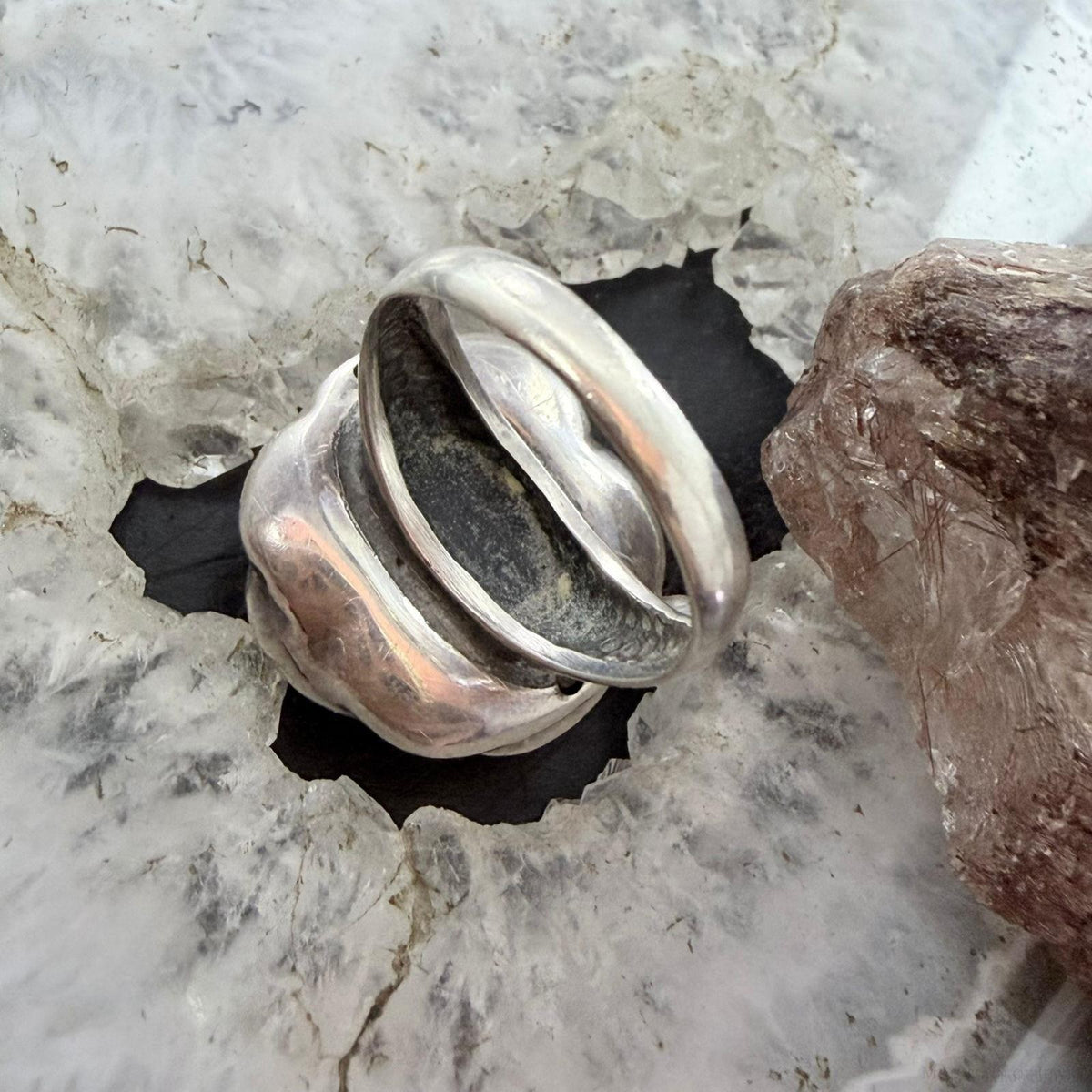 Sterling Silver Electroform Small Rose Fashion Ring Size 7.25 For Women