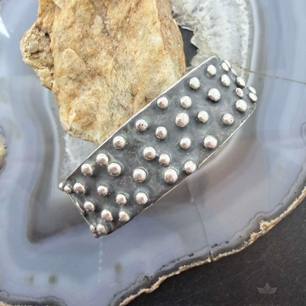 Signed Native American Sterling Balls and Crosses Oxidized Bracelet For Women