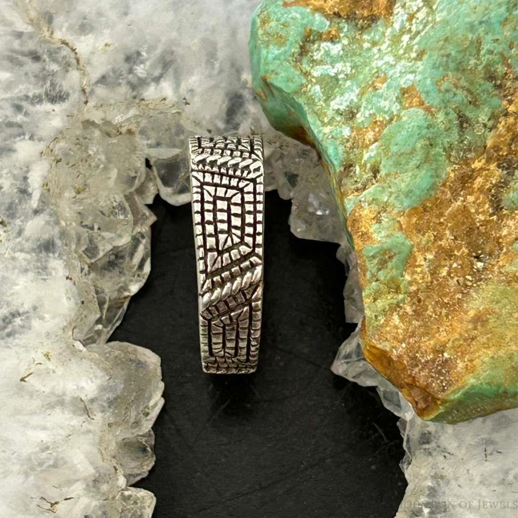 Elgin Tom Vintage Native American Sterling Silver Basket Weave Design Ring Size 7 For Women