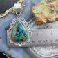 Sterling Silver Southwestern Style Teardrop Chrysocolla Decorated Pendant For Women