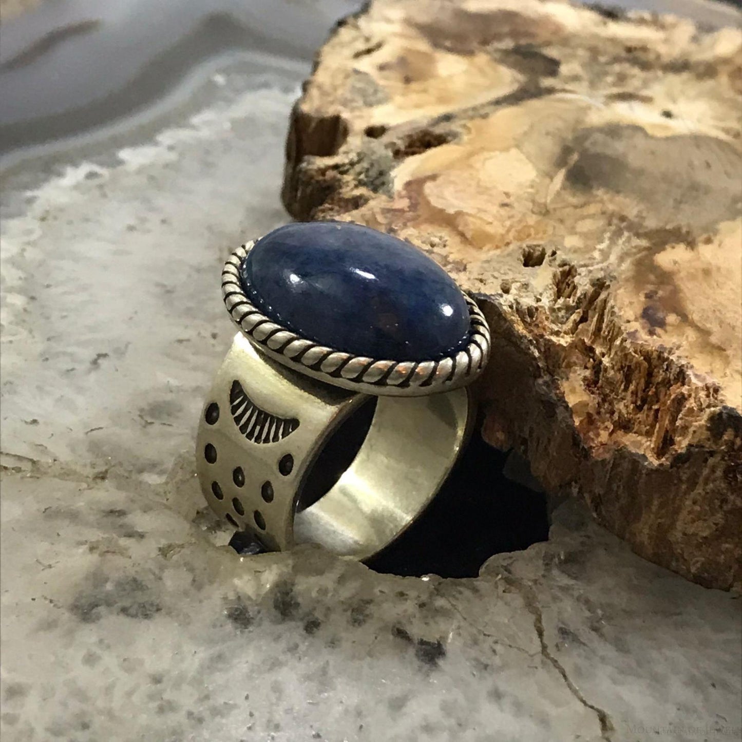 Carolyn Pollack Sterling Silver Large Oval Denim Lapis Ring Size 6.25 For Women