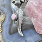 Native American Sterling Silver Oval Pink Conch Feather Pendant For Women