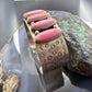 Native Americn Sterling Silver Elongated Pink Conch Single Row Bracelet For Women