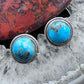 Native American Sterling Silver Rounded Turquoise Stud Earrings For Women