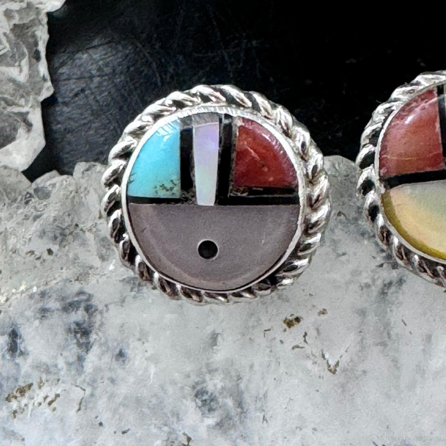 Ola Eriacho Sterling Silver Multistone Inlay Sunface Stud Earrings For Women #5