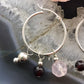 Carolyn Pollack Sterling Silver Removable Rose Quartz & Garnet Bead Hoop Earrings For Women