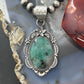 Sterling Silver Southwestern Style Oval Emerald Decorated Pendant For Women
