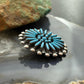 Sibert Bowannie Zuni Native American Sterling Silver Needlepoint Turquoise Brooch For Women