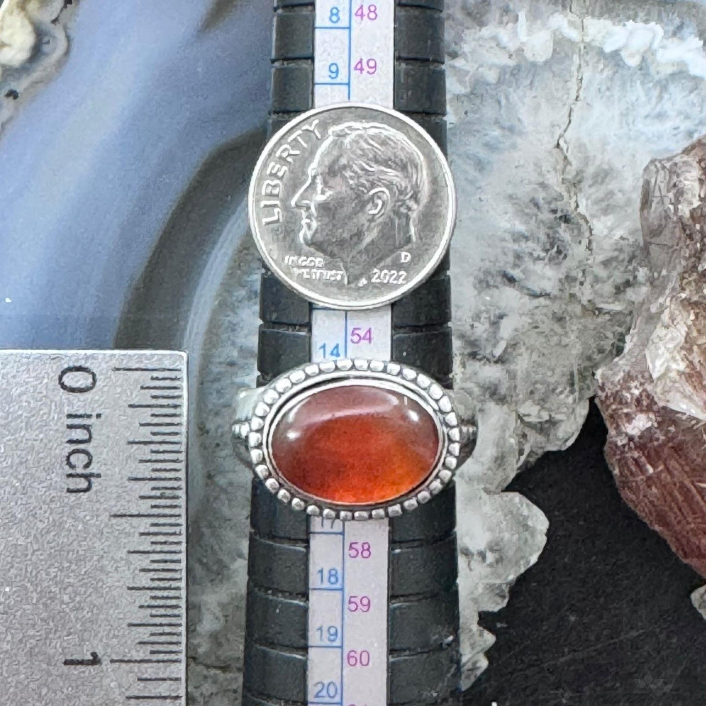 Carolyn Pollack Sterling Silver Oval Carnelian Engraved "Energy" Ring For Women