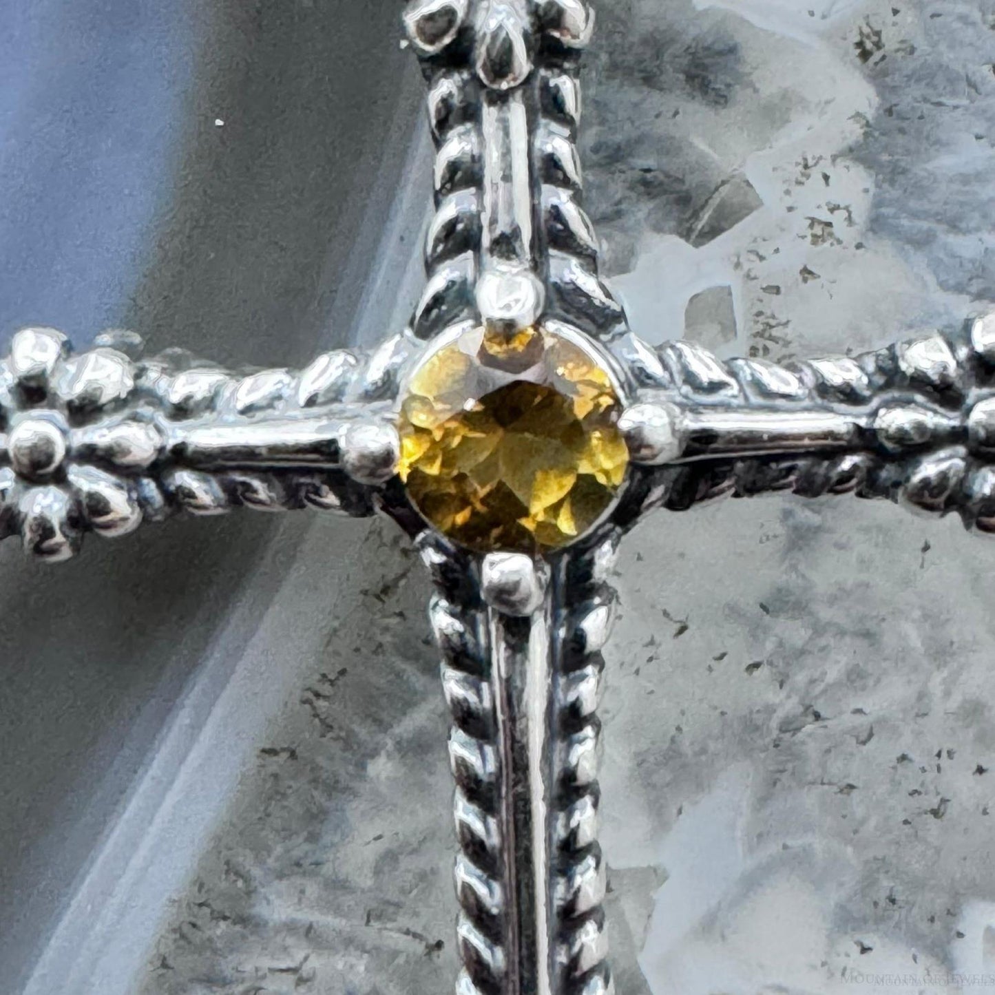 Carolyn Pollack Sterling Silver Citrine Dot Decorated Cross Pendant For Women