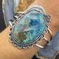 Sterling Silver Southwestern Style Oval Chrysocolla Decorated Bracelet For Women