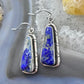 Native American Sterling Silver Triangle Denim Lapis Dangle Earrings For Women