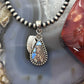 Sterling Silver Southwestern Style Teardrop Golden Hill Turquoise Leaves Pendant For Women