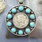 Genuine 1943 90% Silver Mercury Dime Coin w/Turquoise Decorated Unisex Pendant