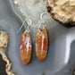 Sterling Silver Oval Plum Moss Agate Slab Dangle Earrings For Women #518