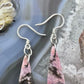 Sterling Silver Elongated Triangle Rhodonite Slab Dangle Earrings For Women #241