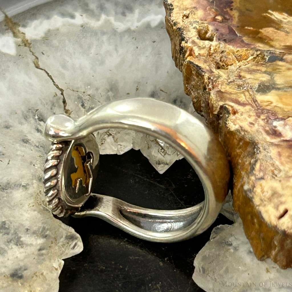 Carolyn Pollack Sterling Silver Oval Yellow Jasper Size 8 Reversible Ring For Women