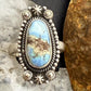 Sterling Silver Southwestern Style Oval Golden Hill Turquoise Adjustable Ring For Women