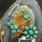 Sterling Silver Southwestern Style Royston Turquoise Cluster 18" Necklace For Women
