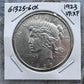 1923 US 90% Peace Silver Dollar VF-XF #61325-6OX