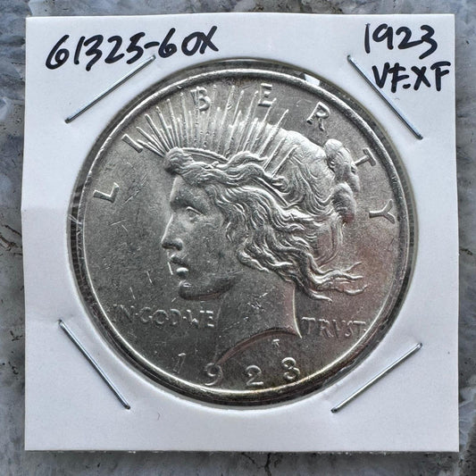 1923 US 90% Peace Silver Dollar VF-XF #61325-6OX