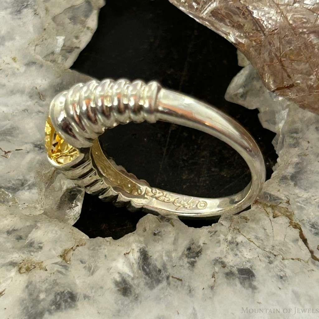 Carolyn Pollack Sterling Silver Faceted Citrine Decorated Ring For Women