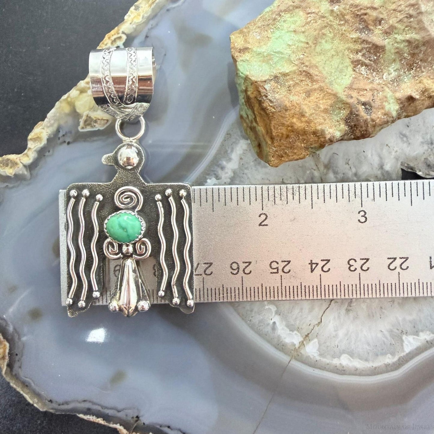 Alonzo Mariano Sterling Silver Turquoise Decorated Thunderbird Unisex Pendant