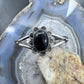 Vintage Signed Native American Sterling Silver Oval Onyx Decorated Bracelet For Women