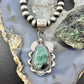 Sterling Silver Southwestern Style Teardrop Emerald Decorated Pendant For Women