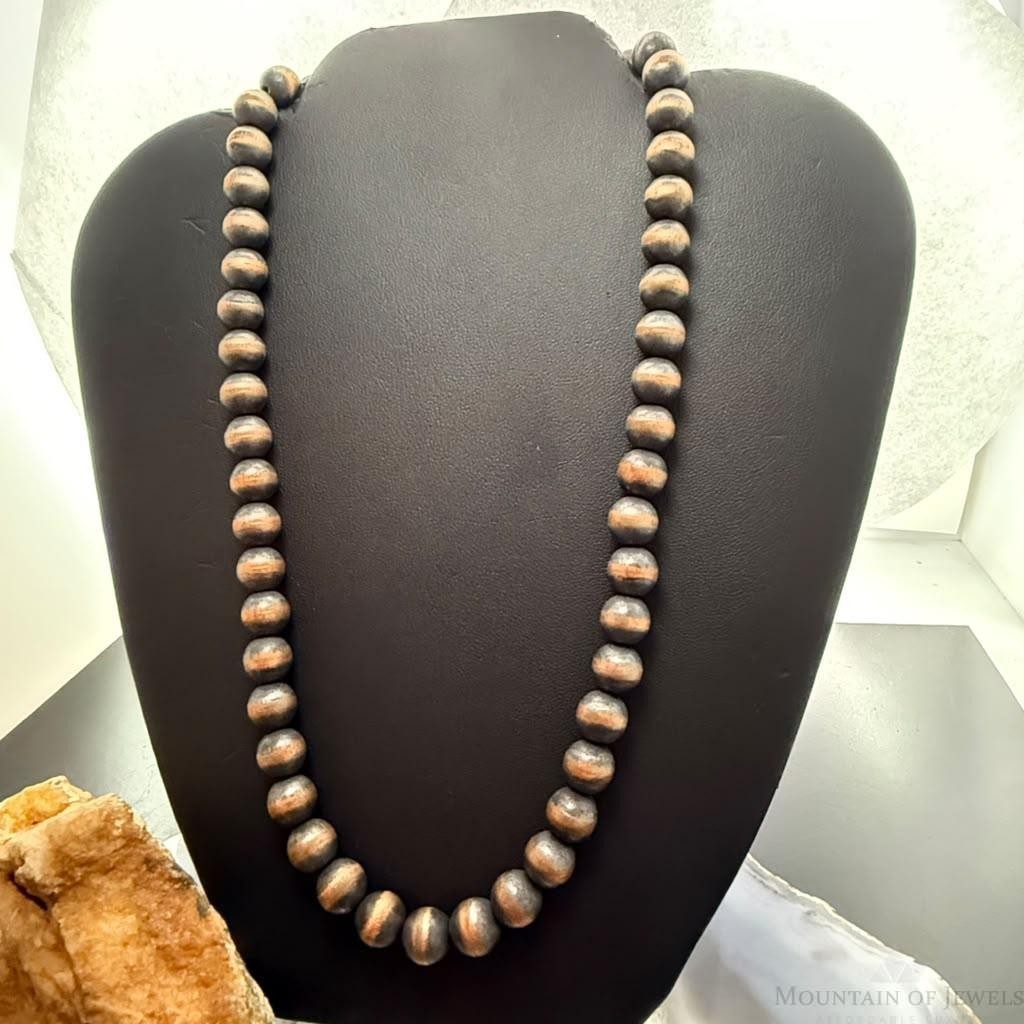 Copper Navajo Pearl Beads 10 mm Necklace Length 20"-22" For Women