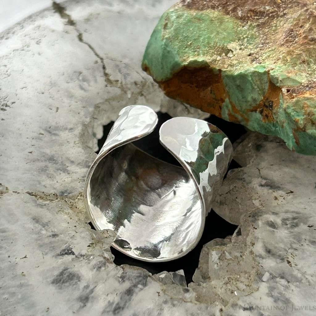 Sterling Silver Hammered Tapered Fashion Ring For Women