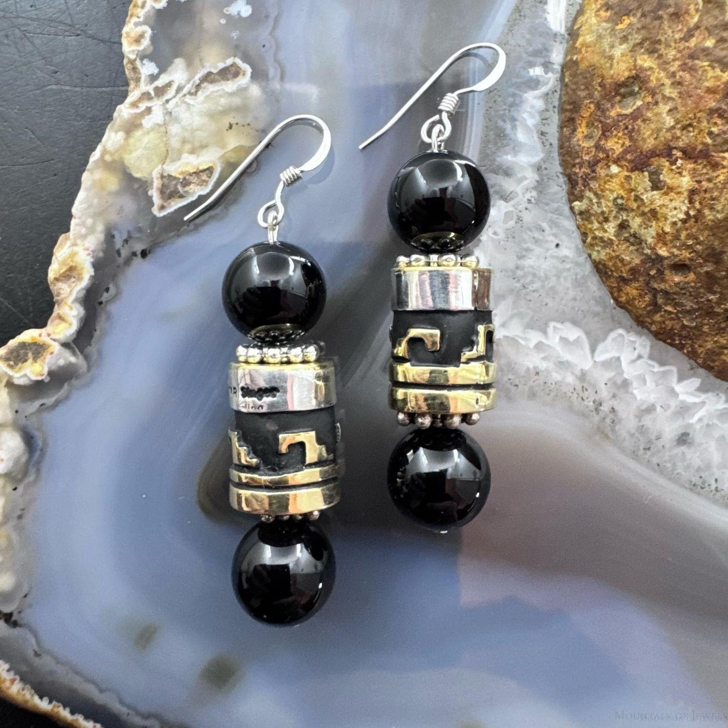 Tommy & Rosita Singer Sterling Silver Onyx Beads Dangle Earrings For Women