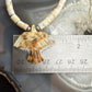 Vintage Native American Shell Beads & Onyx w/ Bird Pendant Necklace For Women