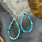 Sterling Silver Faceted Variety of Turquoise Shades Beads Hoop Earrings For Women