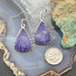 Sterling Silver Southwestern Style Teardrop Charoite Dangle Earrings For Women