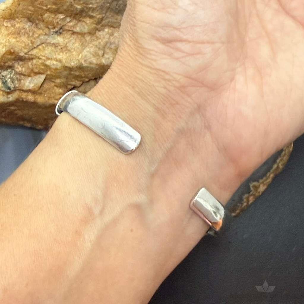 Vintage Braided Sterling Silver Over Black Leather Fashion Bracelet For Women