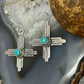 Sterling Silver Southwestern Style Round Mohave Turquoise Zia Dangle Earrings For Women