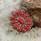 Carolyn Pollack Southwestern Style Sterling Silver Red Coral Decorated Flower Cluster Ring For Women