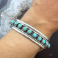 Sterling Silver Southwestern 12 Petit Point Turquoise Split Shank Bracelet For Women
