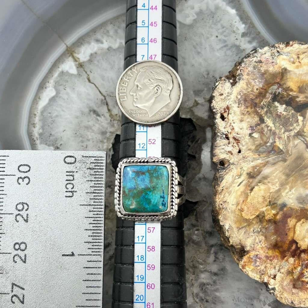 Sterling Silver Southwestern Style Square Shattuckite Ring Size 7.25 For Women