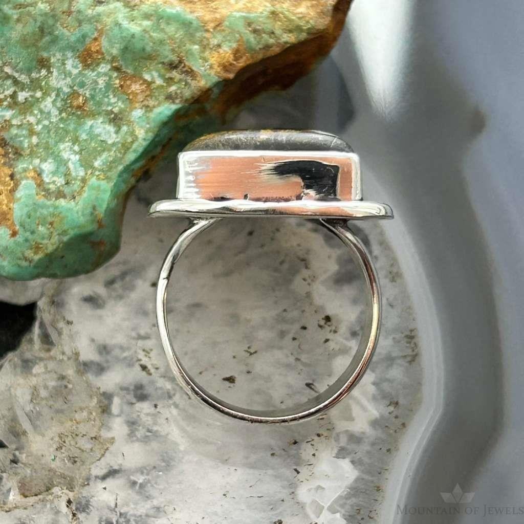 Native American Sterling Silver Rectangle Black Jack Bar Ring Size 6.5 For Women
