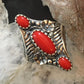 Carolyn Pollack Southwestern Style Sterling Silver 3 Red Jasper Elongated Ring