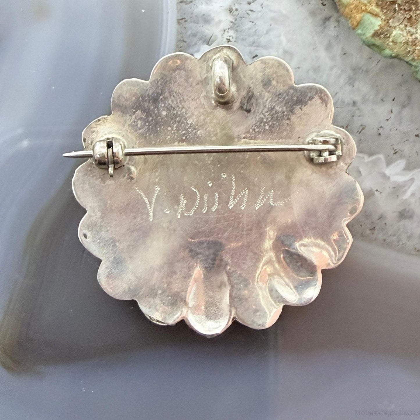 Verden Niiha Zuni Sterling Multistone Inlay Sunface Pendant/Brooch For Women