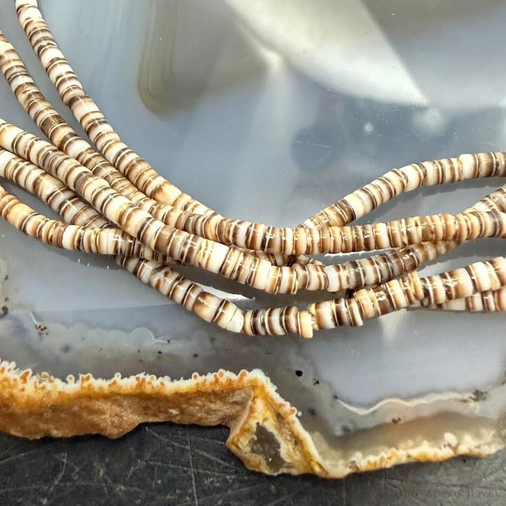 Vintage Native American Silver 5 Strands Heishi Beads 26" Necklace For Women