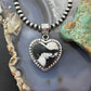 Sterling Silver Southwestern Style White Buffalo Decorated Heart Pendant For Women