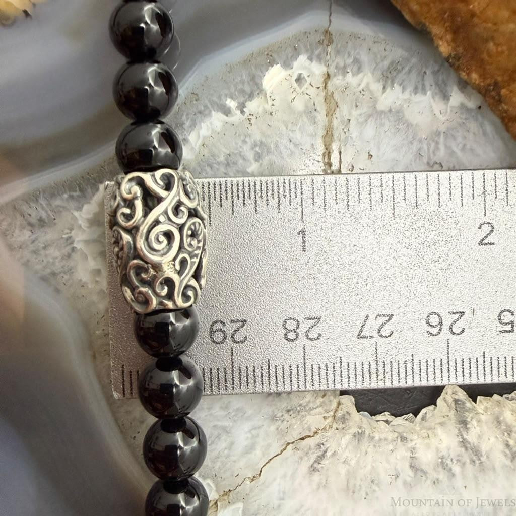 Carolyn Pollack Sterling Silver Swirl Beads & Onyx Beads Magnetic Clasp Necklace For Women