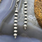 Native American Sterling Silver #8 Navajo Pearl Beads Row Dangle Earrings For Women