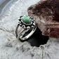 Carolyn Pollack Sterling Silver Oval Green Turquoise Decorated Split Shank Ring For Women