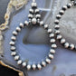 Navajo Pearl Bead 4 mm Sterling Silver Hoop Dangle Earrings For Women